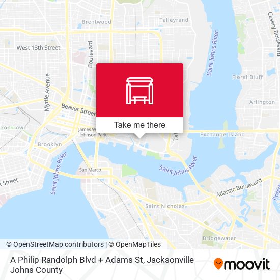 Mapa de A Philip Randolph Blvd + Adams St