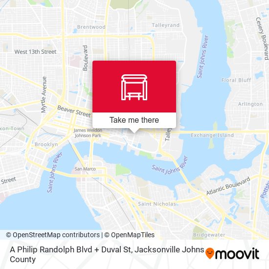 A Philip Randolph Blvd + Duval St map