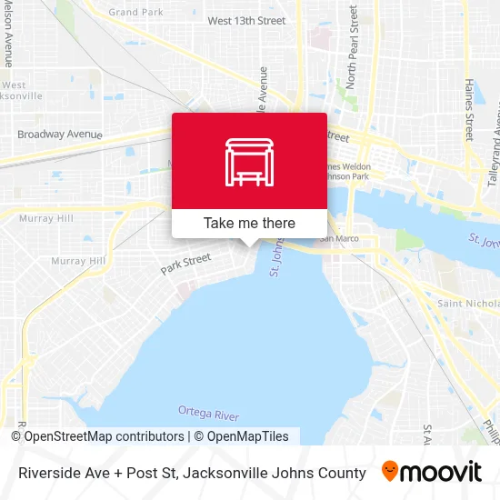 Riverside Ave + Post St map