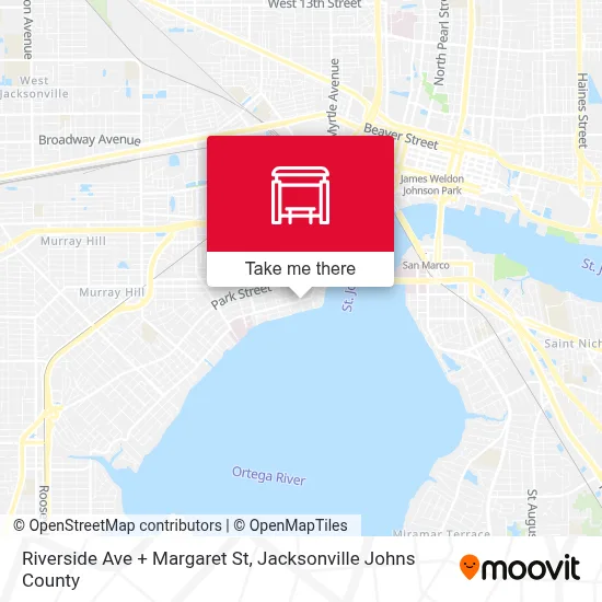 Riverside Ave + Margaret St map