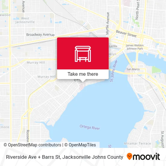 Riverside Ave + Barrs St map