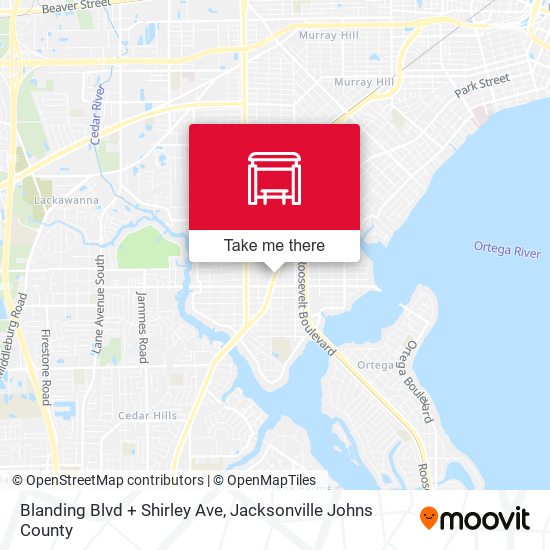 Blanding Blvd + Shirley Ave map