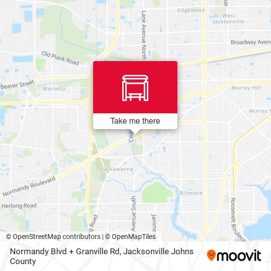 Normandy Blvd + Granville Rd map