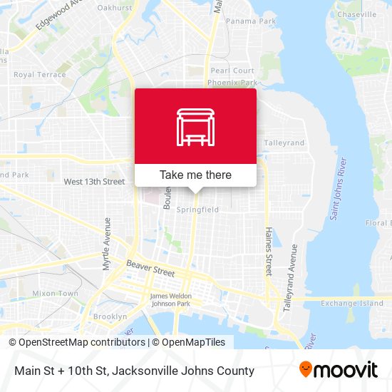 Main St + 10th St map