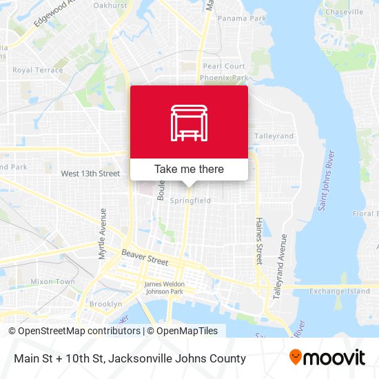 Main St + 10th St map