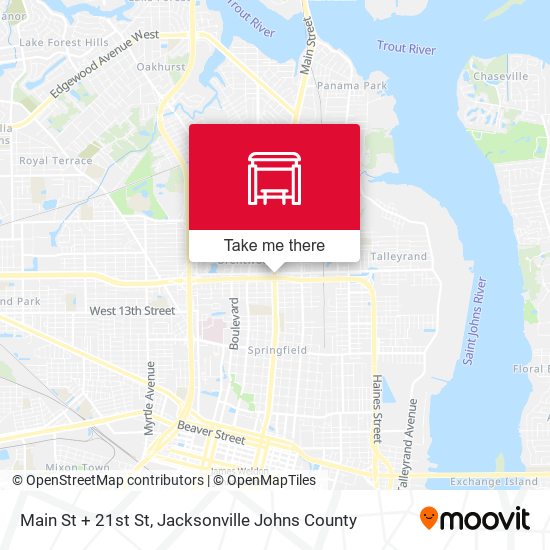Main St + 21st St map