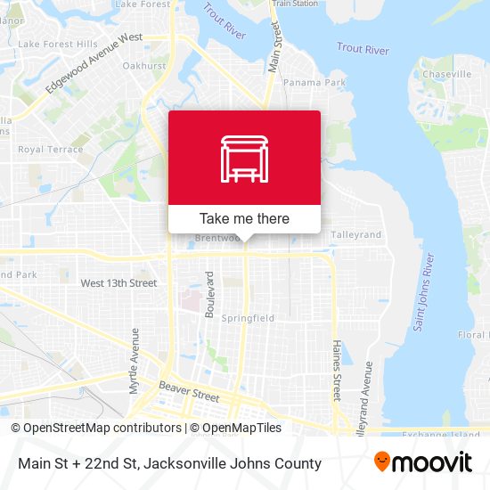 Main St + 22nd St map