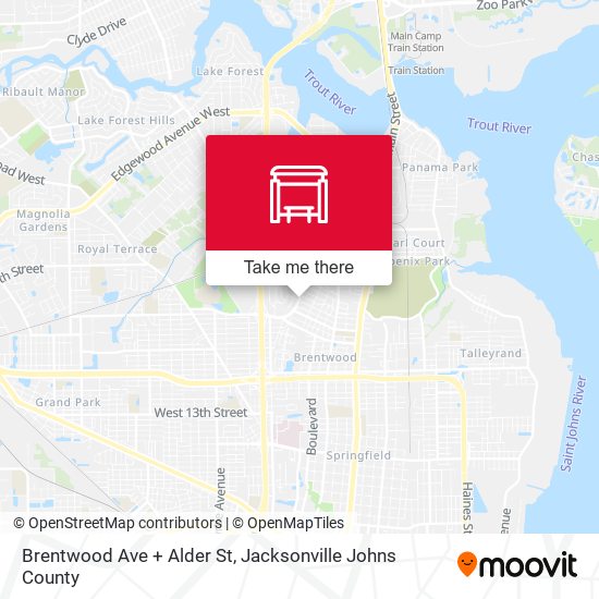 Brentwood Ave + Alder St map
