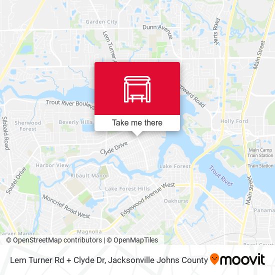 Lem Turner Rd + Clyde Dr map