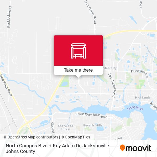 North Campus Blvd + Key Adam Dr map