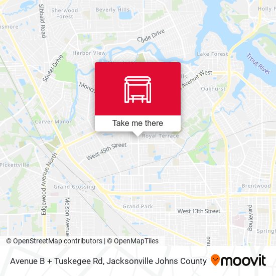 Avenue B + Tuskegee Rd map