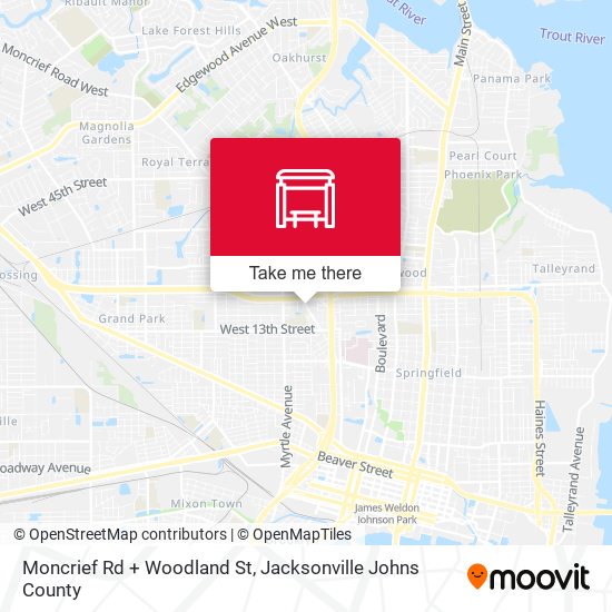 Moncrief Rd + Woodland St map