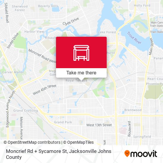 Moncrief Rd + Sycamore St map