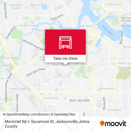 Mapa de Moncrief Rd + Sycamore St