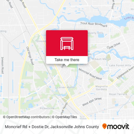 Moncrief Rd + Dostie Dr map