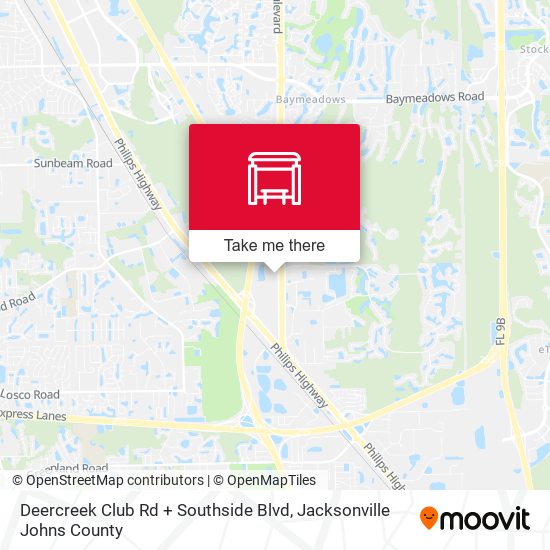 Deercreek Club Rd + Southside Blvd map