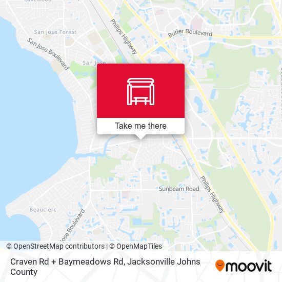 Craven Rd + Baymeadows Rd map