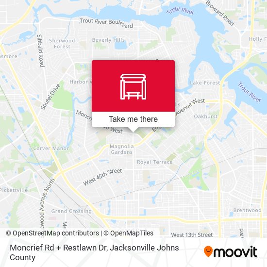 Moncrief Rd + Restlawn Dr map