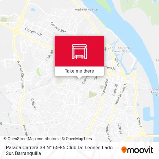 Mapa de Parada Carrera 38 N° 65-85 Club De Leones Lado Sur