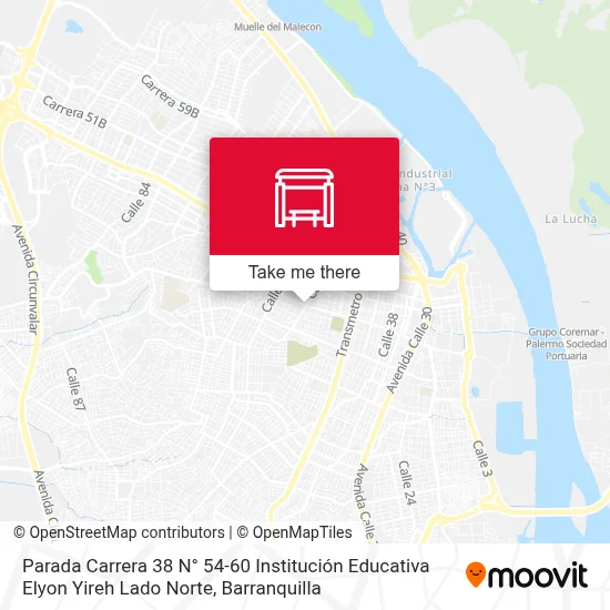 Mapa de Parada Carrera 38 N° 54-60 Institución Educativa Elyon Yireh Lado Norte