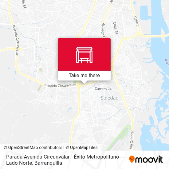 Mapa de Parada Avenida Circunvalar - Éxito Metropolitano Lado Norte