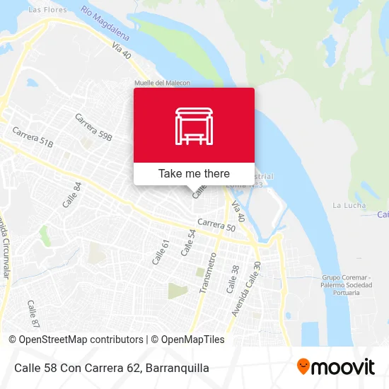 Mapa de Calle 58 Con Carrera 62