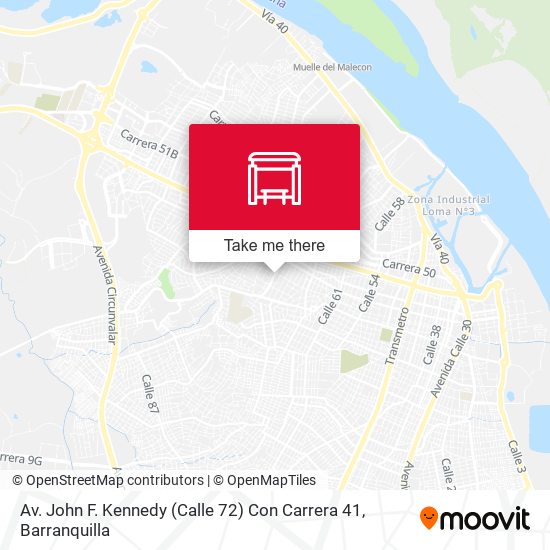 Mapa de Av. John F. Kennedy (Calle 72) Con Carrera 41