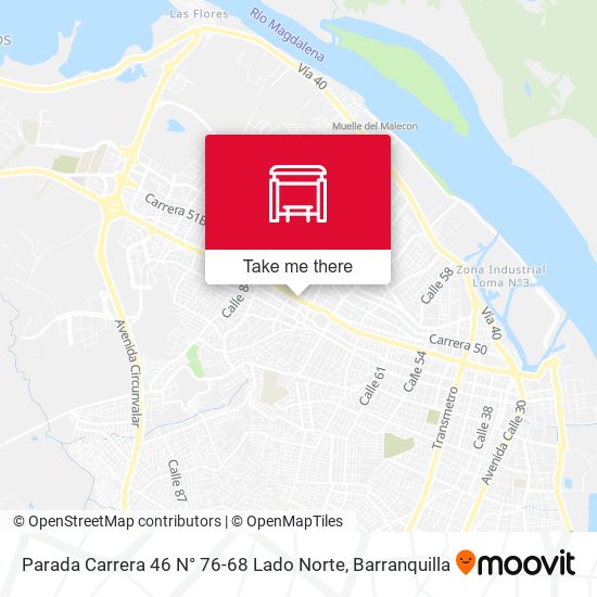 Mapa de Parada Carrera 46 N° 76-68 Lado Norte