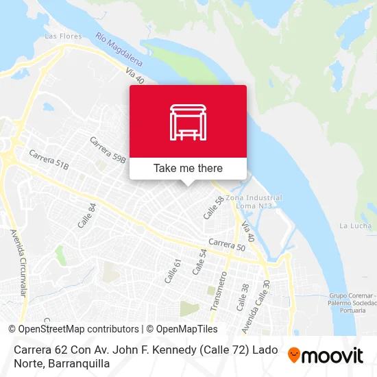 Mapa de Carrera 62 Con Av. John F. Kennedy (Calle 72) Lado Norte
