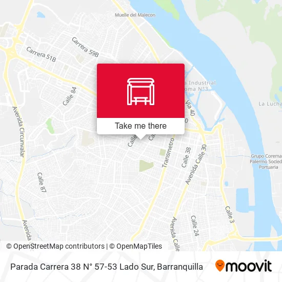Mapa de Parada Carrera 38 N° 57-53 Lado Sur