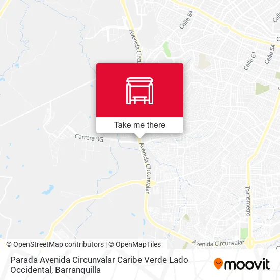 Mapa de Parada Avenida Circunvalar Caribe Verde Lado Occidental