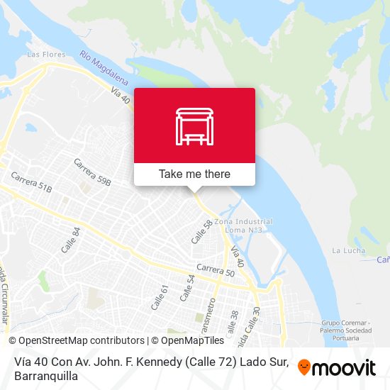 Mapa de Vía 40 Con Av. John. F. Kennedy (Calle 72) Lado Sur