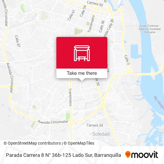 Mapa de Parada Carrera 8 N° 36b-125 Lado Sur