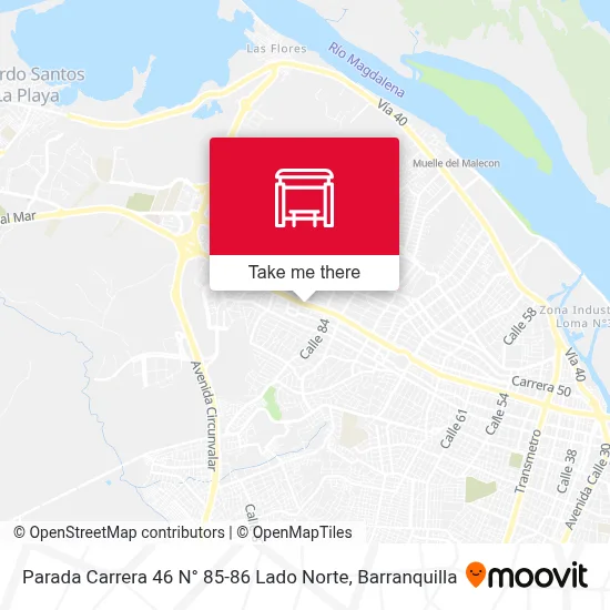 Mapa de Parada Carrera 46 N° 85-86 Lado Norte