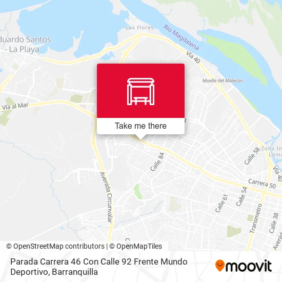 Mapa de Parada Carrera 46 Con Calle 92 Frente Mundo Deportivo