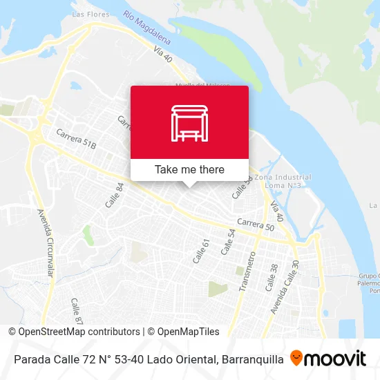 Mapa de Parada Calle 72 N° 53-40 Lado Oriental
