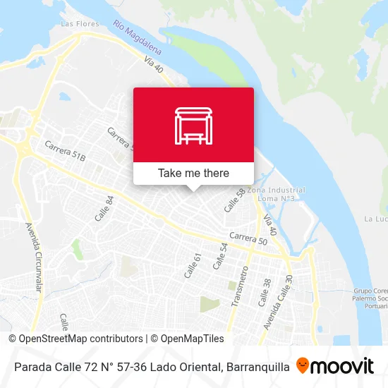 Mapa de Parada Calle 72 N° 57-36 Lado Oriental