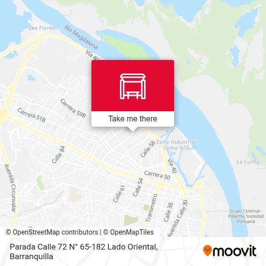 Mapa de Parada Calle 72 N° 65-182 Lado Oriental