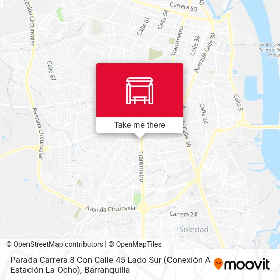 Mapa de Parada Carrera 8 Con Calle 45 Lado Sur (Conexión A Estación La Ocho)
