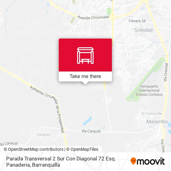 Mapa de Parada Transversal 2 Sur Con Diagonal 72 Esq. Panaderia