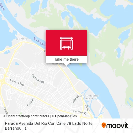 Mapa de Parada Avenida Del Río Con Calle 78 Lado Norte