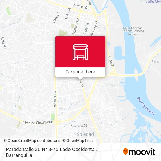 Mapa de Parada Calle 30 N° 8-75 Lado Occidental