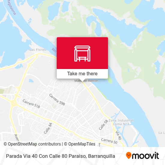 Mapa de Parada Via 40 Con Calle 80 Paraiso