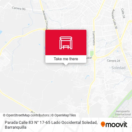 Mapa de Parada Calle 83 N° 17-65 Lado Occidental Soledad