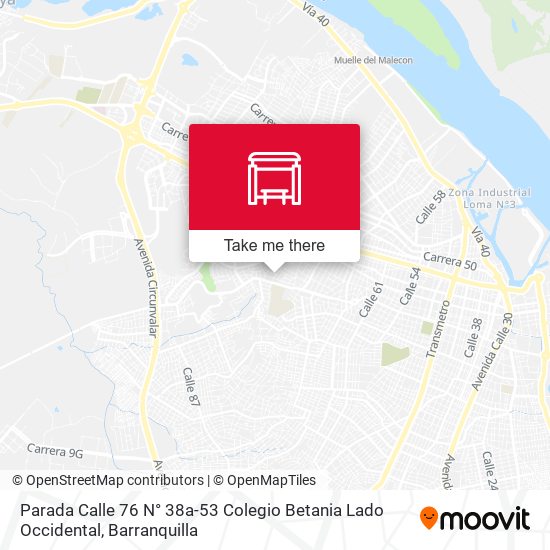 Parada Calle 76 N° 38a-53 Colegio Betania Lado Occidental map