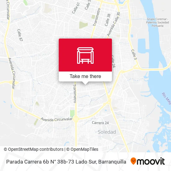 Mapa de Parada Carrera 6b N° 38b-73 Lado Sur