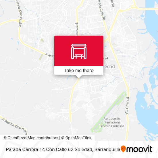 Mapa de Parada Carrera 14 Con Calle 62 Soledad