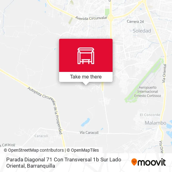 Mapa de Parada Diagonal 71 Con Transversal 1b Sur Lado Oriental