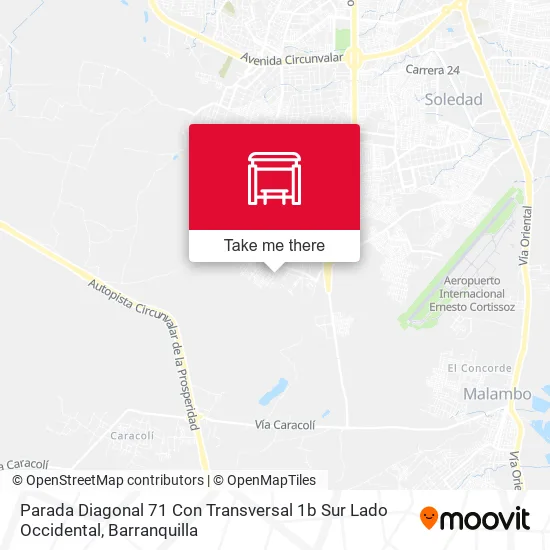 Mapa de Parada Diagonal 71 Con Transversal 1b Sur Lado Occidental