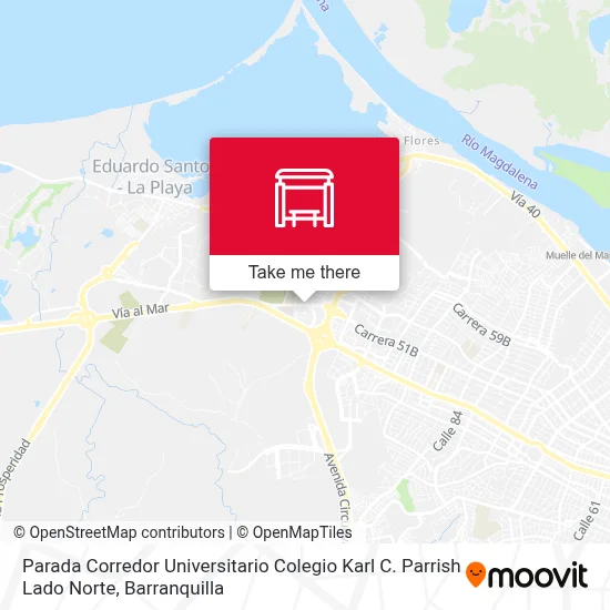 Mapa de Parada Corredor Universitario Colegio Karl C. Parrish Lado Norte